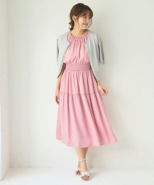 Feroux ウエストシャーリングティアード ワンピース ピンク系
