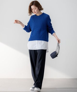 23区 【SLOW/一部店舗限定】リボンヤーン クルーネック ニット ブルー系