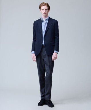 J.PRESS MEN 【ストレッチ / 洗える】トリートメントウールシェードブルーチェック スラックス グレー系4