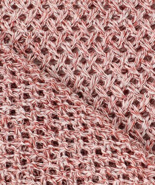 自由区 【洗える】カラーミックスメッシュリネン ニット レッド系