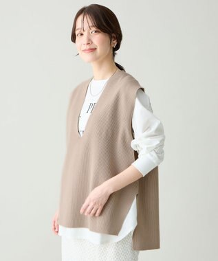 ANY Vネックニットベスト ベージュ