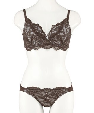 San-ai Resort（三愛水着楽園） 【WEB限定】【northerly bra 楽ちんフィットシリーズU字】 フリルレースブラショーツセット B～Fカップ 【northerly】 グレー