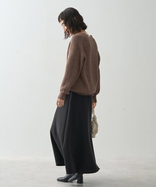 AMERICAN HOLIC ラメ入りＶネック片畦ニットプルオーバー Mocha