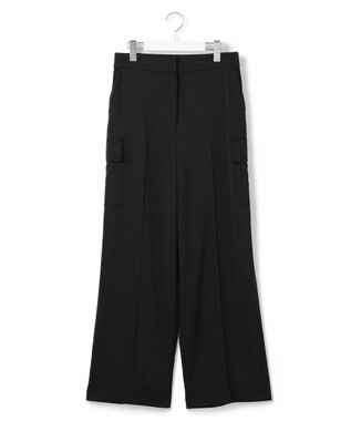 ICB L 【スマートバック仕様・洗える】ストレッチダブルサテン カーゴパンツ ブラック系