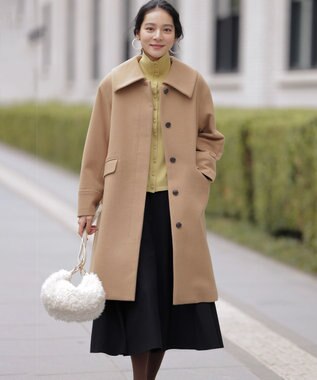 組曲 ウールモッサステンカラー コート ベージュ系