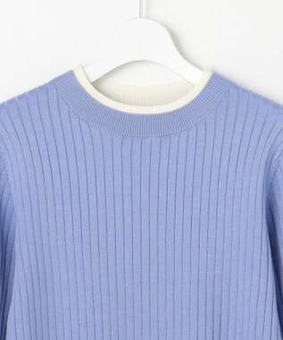 ANY SIS S 【WEB・一部店舗限定】ダブルカラー ニット ライトブルー