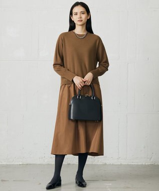 自由区 【カタログ掲載】ウールミラノ異素材 ワンピース モカ