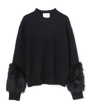 BEIGE， 【洗える・VERY NaVY12月号掲載】CHESTER / フェイクファークルーネックニット Black