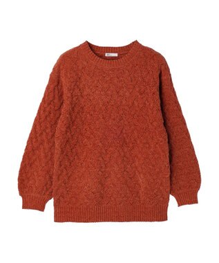 CRAFT STANDARD BOUTIQUE 洗えるモールケーブルニットチュニック Orange