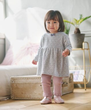 組曲 KIDS 【80-90㎝】 フロストフラワージャガード セットアップ グレー
