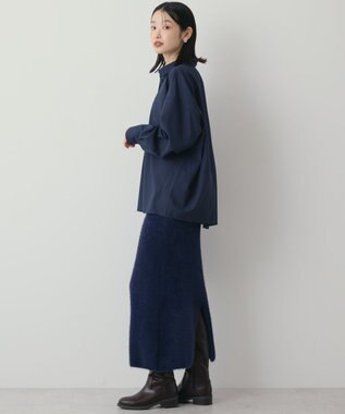 AMERICAN HOLIC イージーケアコクーンバックタックシャツ Navy