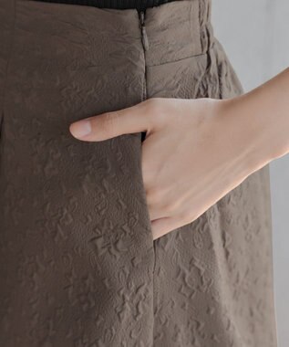 Tiaclasse 【洗える】ふくれジャガードタックフレアスカート モカ