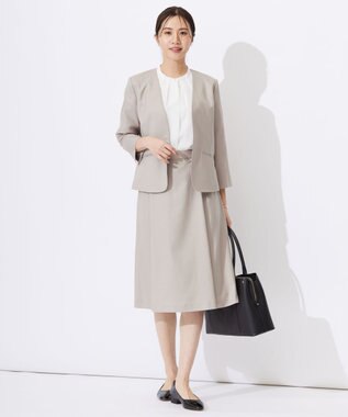 J.PRESS LADIES 【セットアップ対応・洗える・UVケア・速乾】 OXIJEWELストレッチ スカート ベージュ系