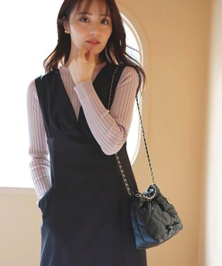 Feroux 【洗える】美シルエット ジャンパースカート ブラック系