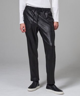 JOSEPH HOMME 【ストレッチ】レザーライクジャージー　ドロスト付きテーパードパンツ / PEGG CONVERTIBLE ブラック系