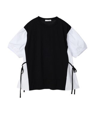 Green Parks 布帛ドッキング脇リボンプルオーバー Black