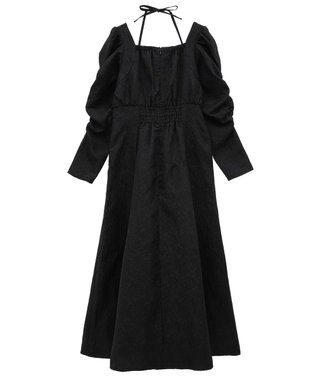 Maison de FLEUR 慈愛に満ちたジャカードワンピース Black