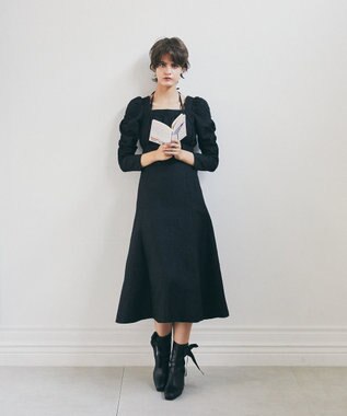 Maison de FLEUR 慈愛に満ちたジャカードワンピース Black