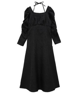 Maison de FLEUR 慈愛に満ちたジャカードワンピース Black