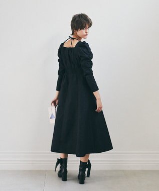 Maison de FLEUR 慈愛に満ちたジャカードワンピース Black