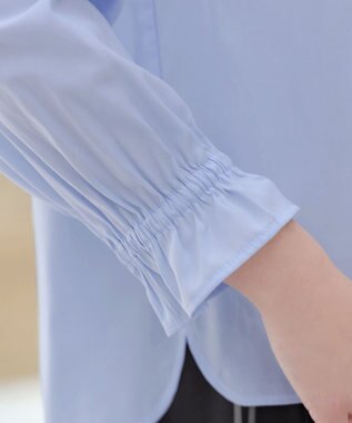 Tiaclasse フリルリボンブラウス サックス