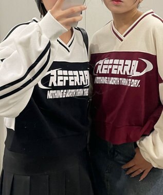 WEGO 切り替えショートスウェット ワイン