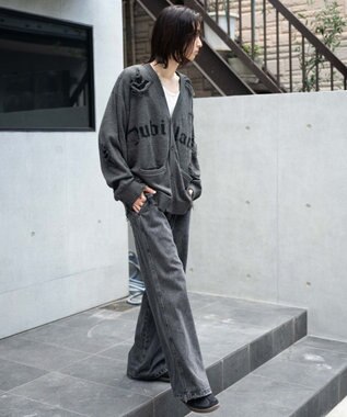 WEGO 【ユニセックス着用ITEM】ダメージジャガードカーディガン スミクロ