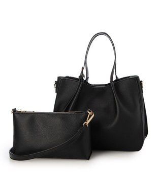 UNBILLION カシュカシュ cachecache / フェイクレザーショルダーバッグ付スクエアトート ブラック