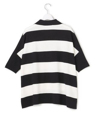 ICB L 【先行予約】VIS/NYハイゲージ 半袖ボーダーポロニット オフホワイト×ブラックボーダー