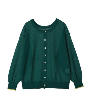 AMERICAN HOLIC バイカラーシアーニットカーディガン Green