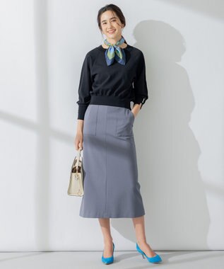 組曲 S 【パールボタン付】ブーケカラーリラクシー ニット ブラック系