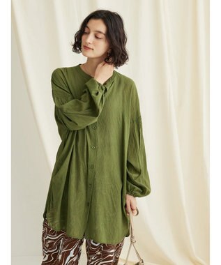 CRAFT STANDARD BOUTIQUE ウ゛ィンテージボイルソデシャーリングチュニック Khaki