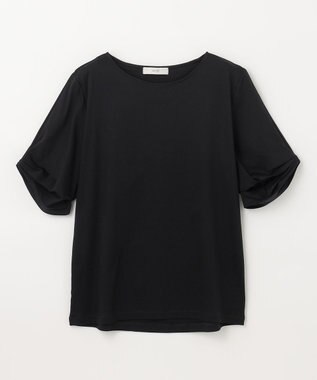 ANY 【接触冷感】シルケットスムース タックスリーブトップス ブラック