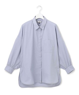 J.PRESS YORK STREET 【WOMEN】コットンタイプライター バックドレープブラウス サックスブルー系