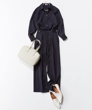 NAVE 【ReNAVE】ウォッシャブルツイル ワイドタックパンツ ネイビー系