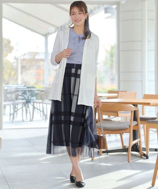 Tiaclasse フリルリボンブラウス サックス