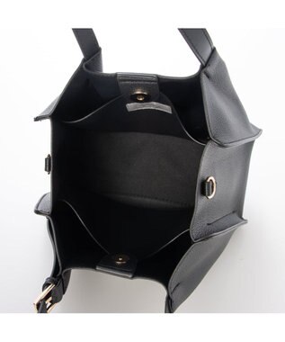 UNBILLION カシュカシュ cachecache / フェイクレザーショルダーバッグ付スクエアトート ブラック