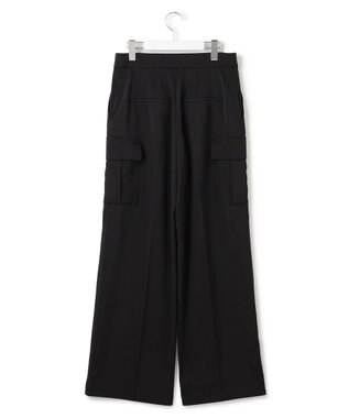 ICB L 【スマートバック仕様・洗える】ストレッチダブルサテン カーゴパンツ ブラック系