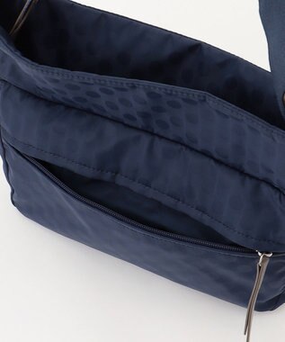 Y'SACCS はっ水ドットジャカード リサイクルレザーコンビ ショルダー ネイビー