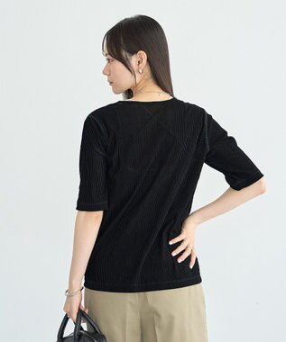 earth music&ecology フロッキーチュールカーディガン Black
