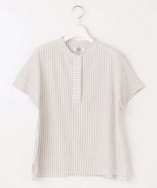 J.PRESS LADIES L ストライプジャージー ドルマンスリーブ カットソー ブラウン系1