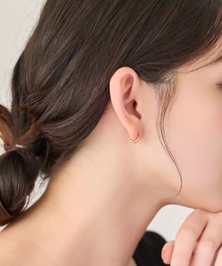 金属アレルギー対応】ワンタッチメタルフープミニピアス ローズ