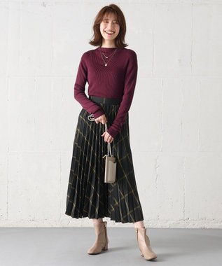 ANY 【洗濯機可】ボトルネック リブニット ボルドー