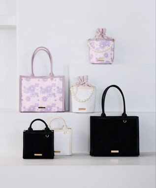 Maison de FLEUR EC限定フラワーレース2Wayスクエアトートバッグ Black