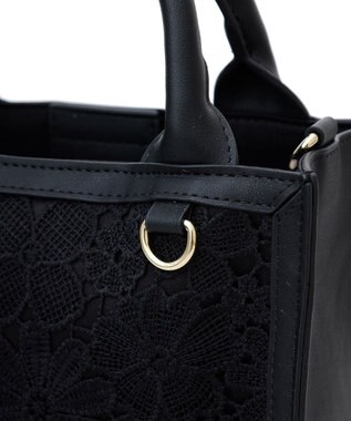 Maison de FLEUR EC限定フラワーレース2Wayスクエアトートバッグ Black