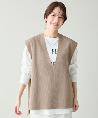 ANY Vネックニットベスト ベージュ
