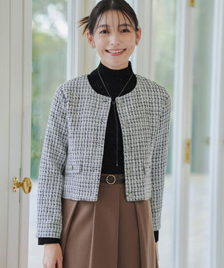 Tiaclasse 【洗える】ツイードノーカラージャレロ