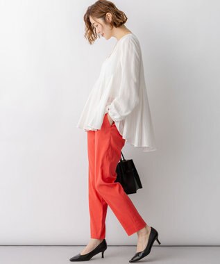 23区 【先行予約/CanCam掲載】リネンレーヨンストレッチ テーパード パンツ キャロット系