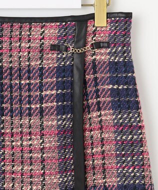 ANY SIS 【25周年記念】ビットポイントツイーディ スカート ピンク系チェック