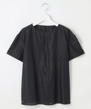 自由区 【接触冷感・洗える】エンブロイダリーローン Tブラウス ブラック